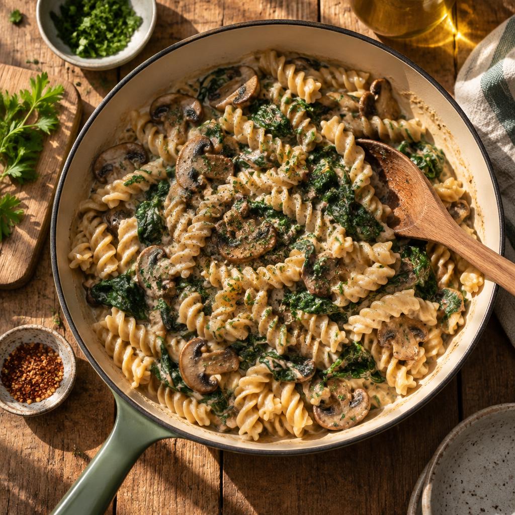 One Pot Creamy Mushroom Pasta